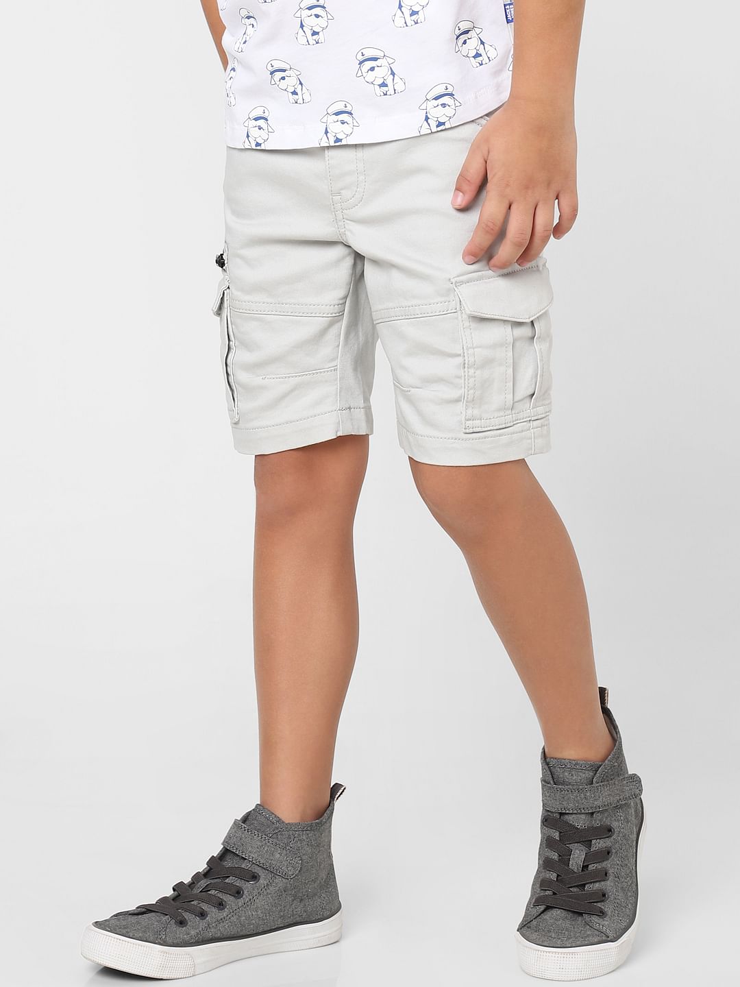 BOYS Grey Low Rise Cargo Shorts