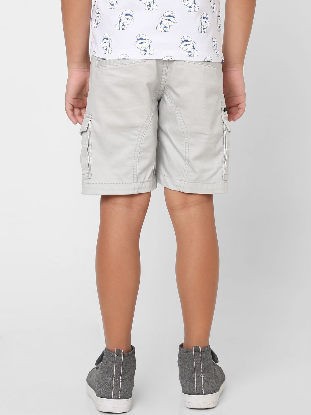 BOYS Grey Low Rise Cargo Shorts
