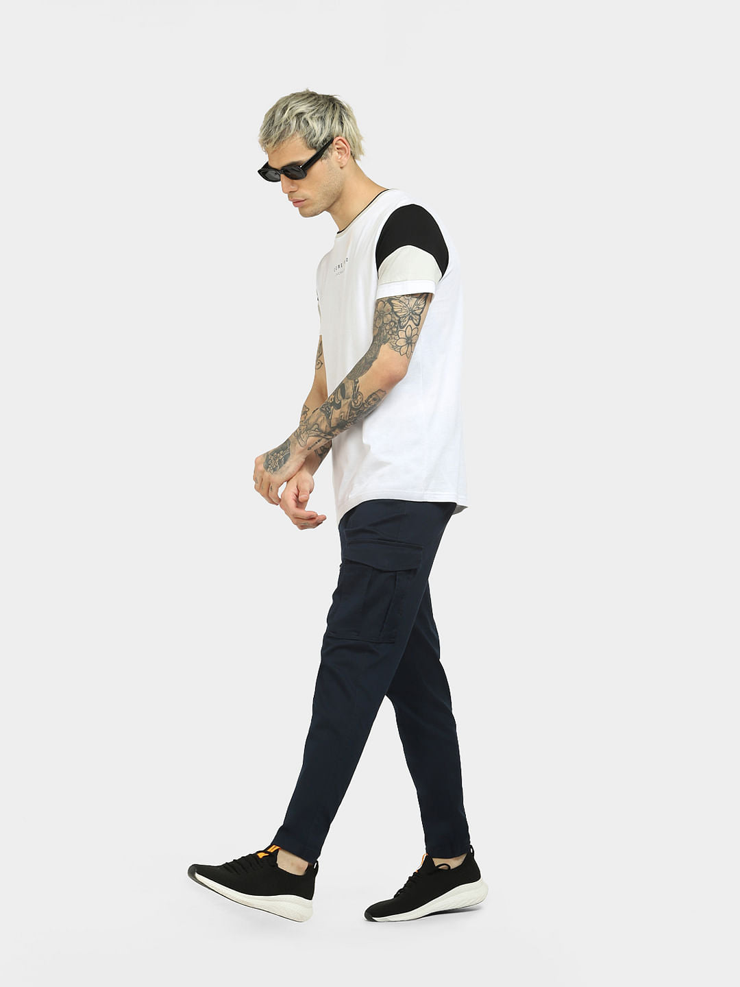 Navy Blue Mid Rise Tapered Pants - 28/30