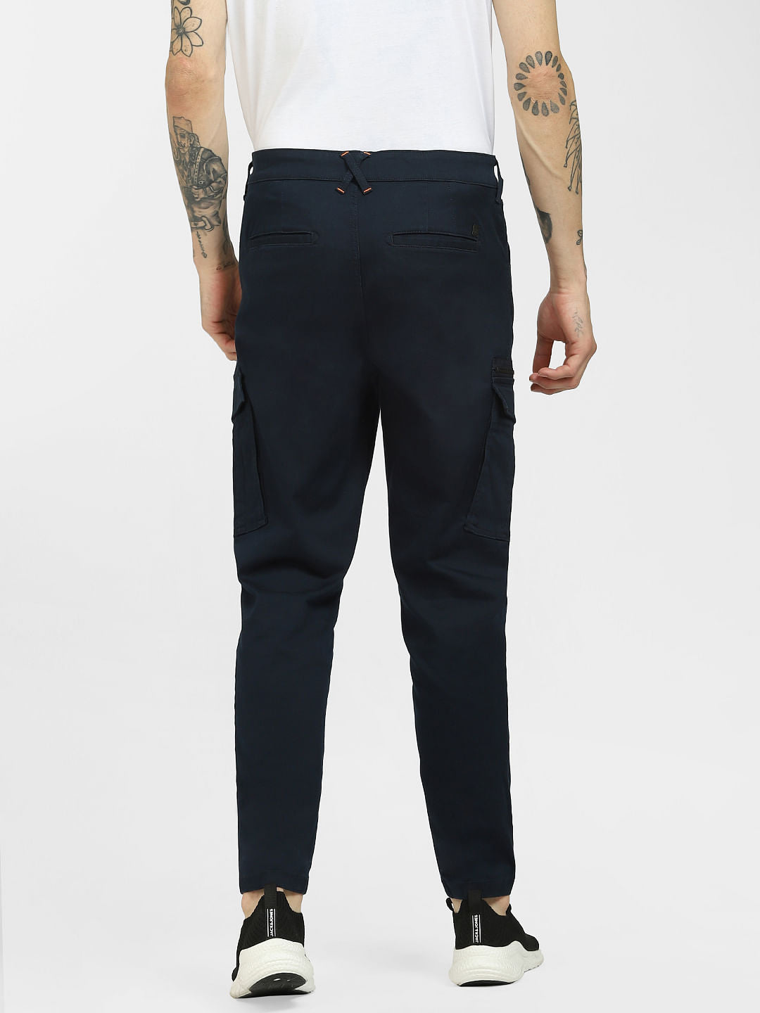 Navy Blue Mid Rise Tapered Pants
