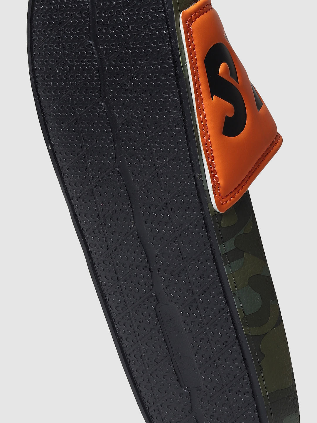 Orange Camo Print Sliders