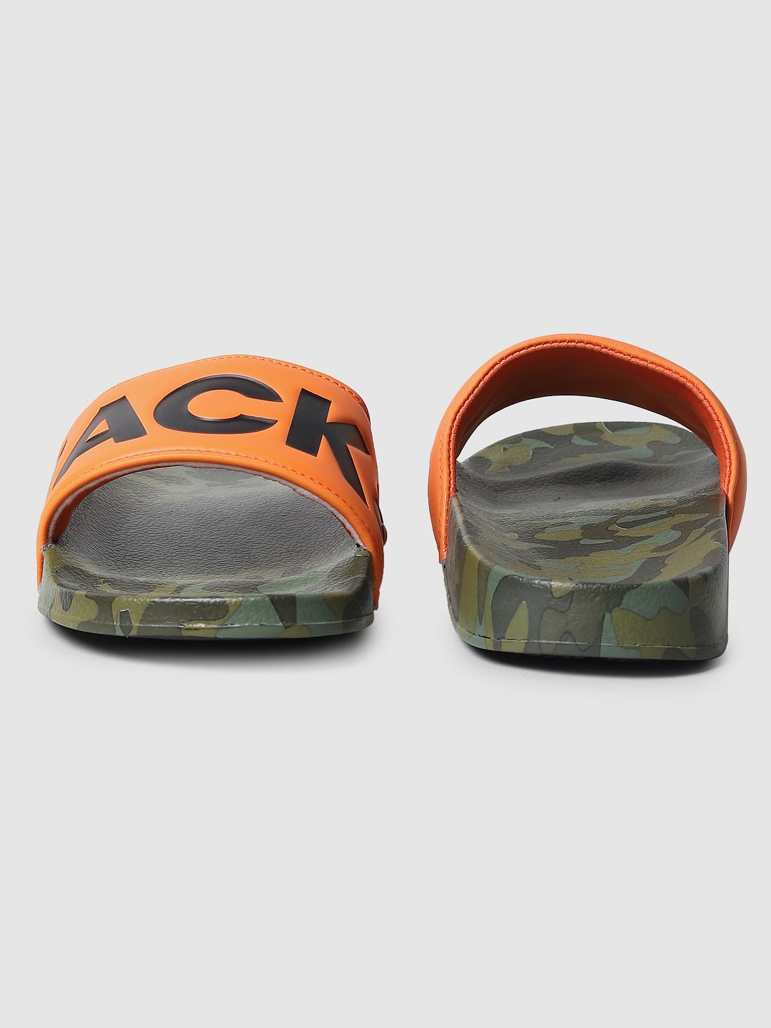 Orange Camo Print Sliders