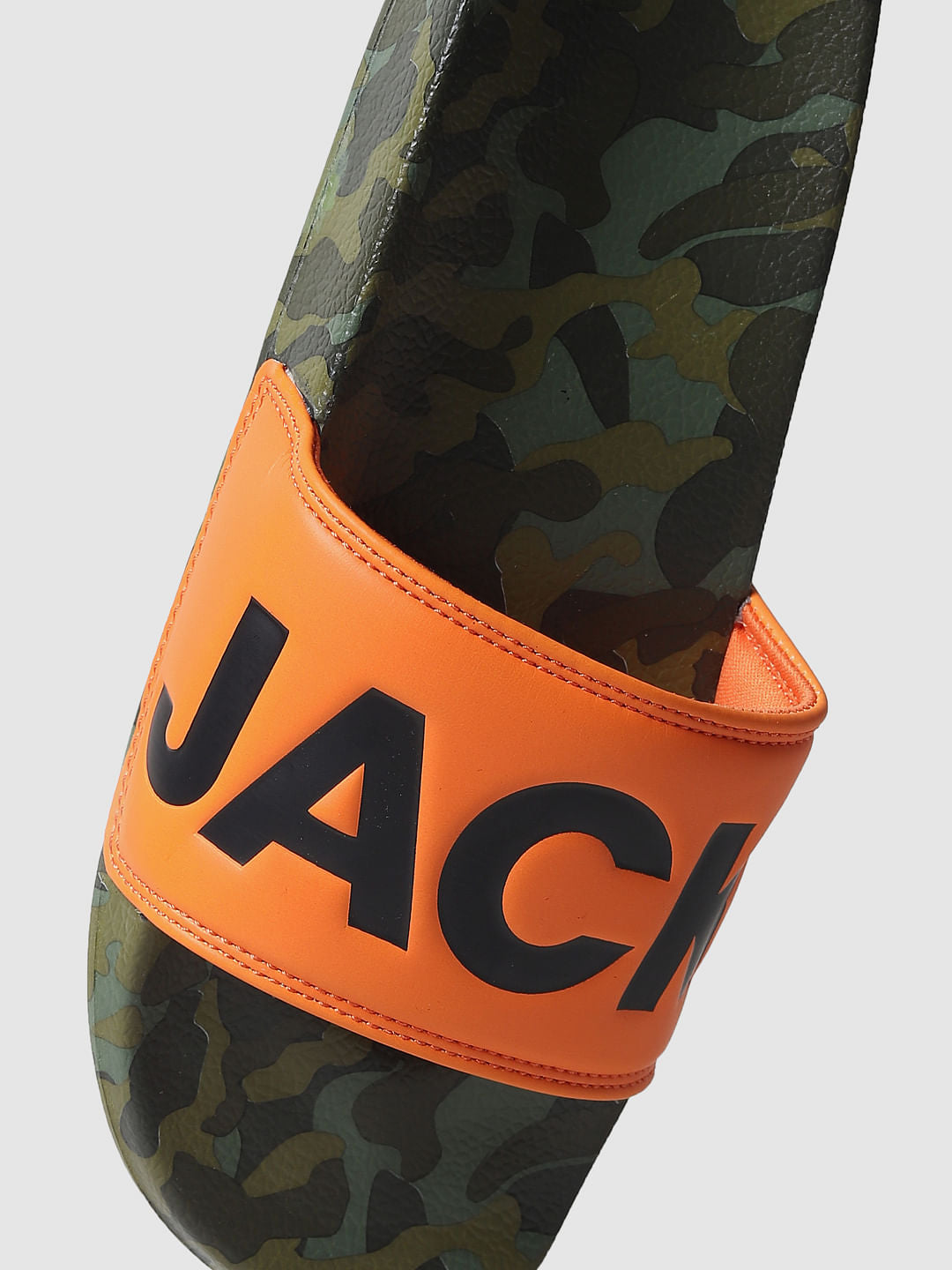 Orange Camo Print Sliders