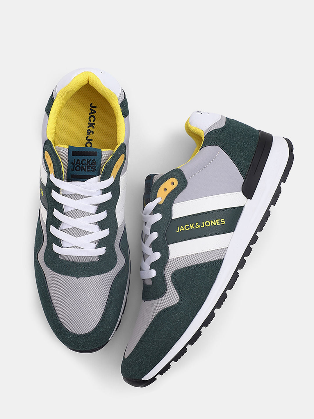 Green Colourblocked Mesh Sneakers