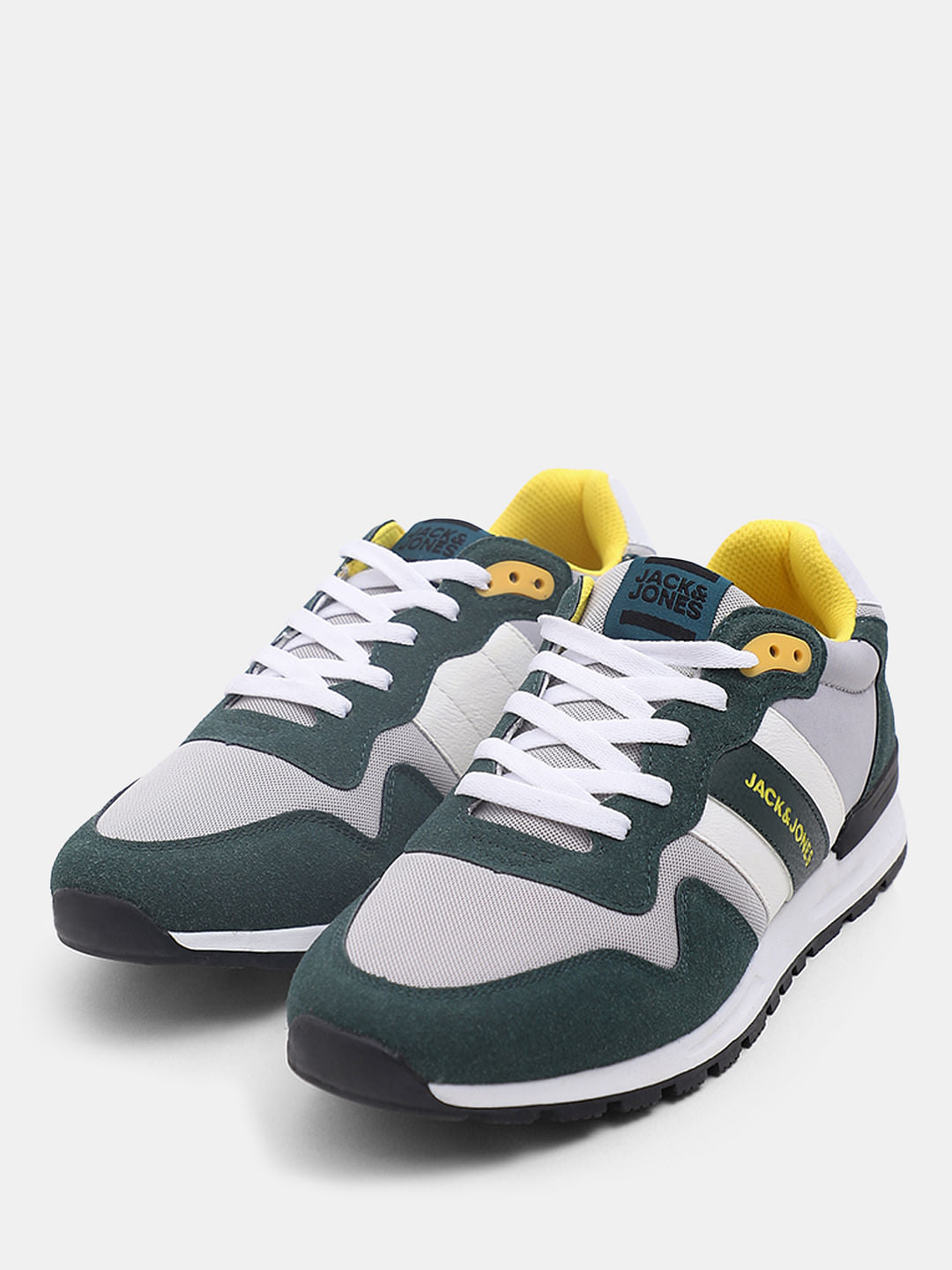 Green Colourblocked Mesh Sneakers