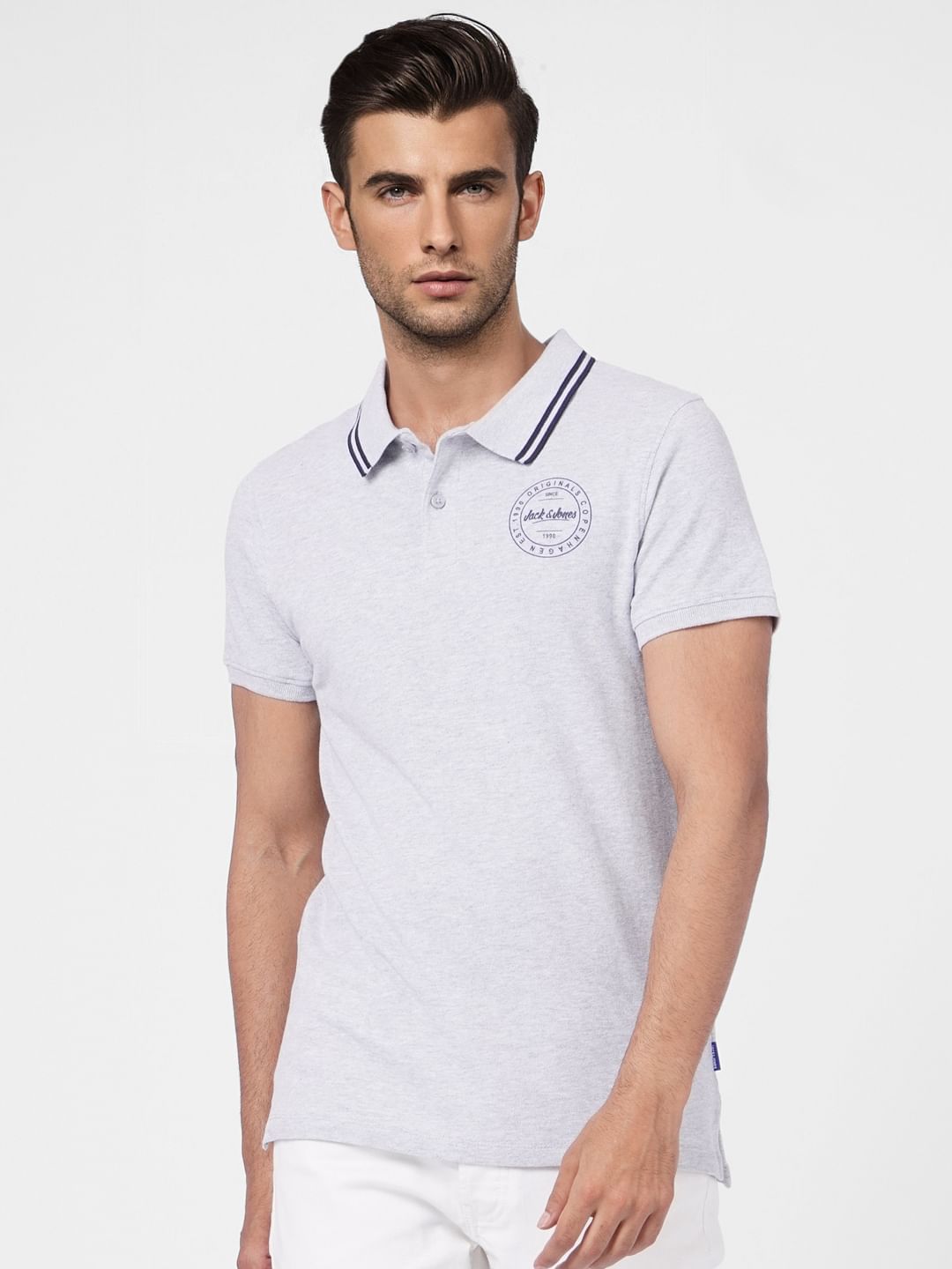 Grey Polo Neck T-shirt