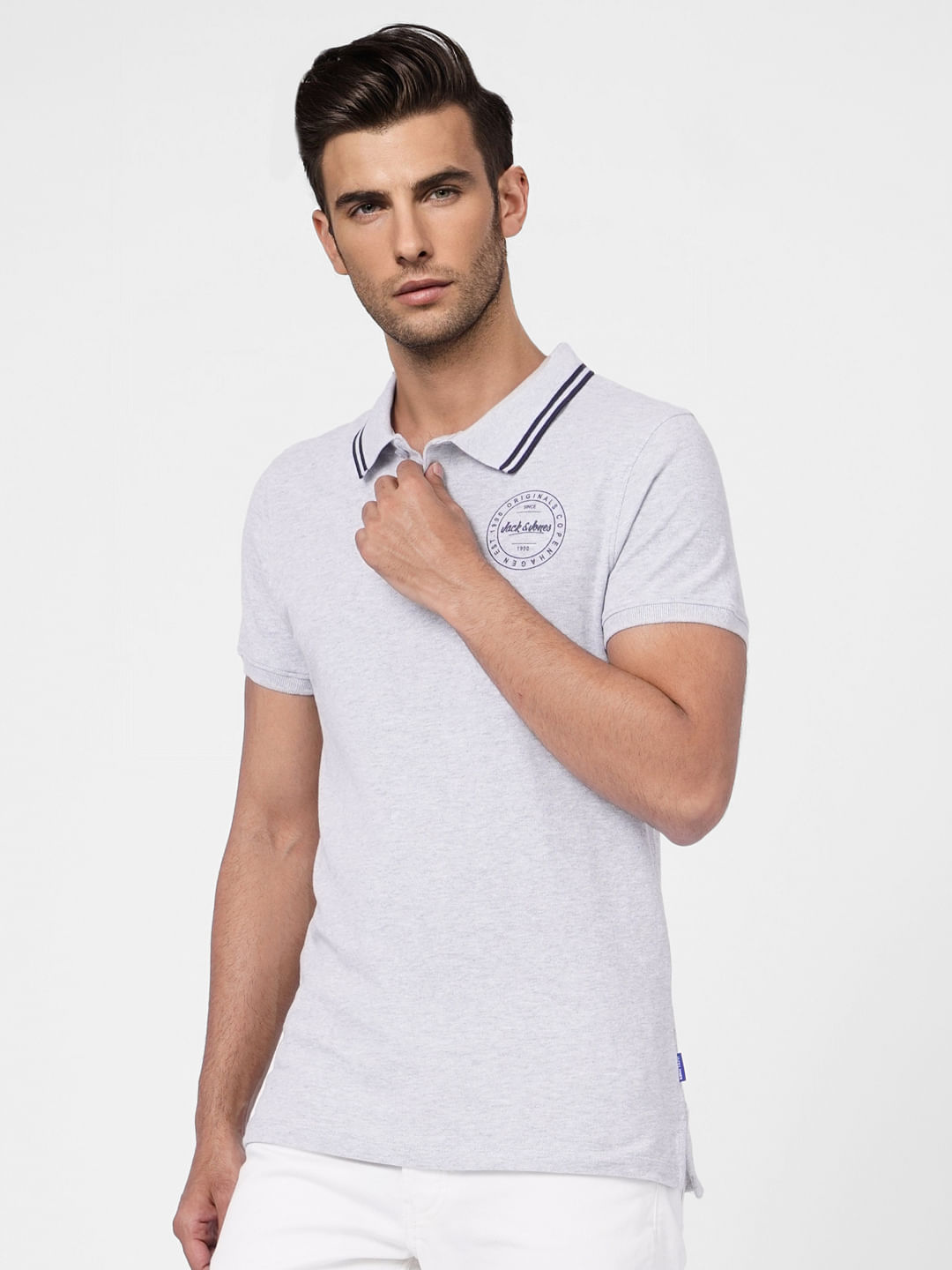 Grey Polo Neck T-shirt