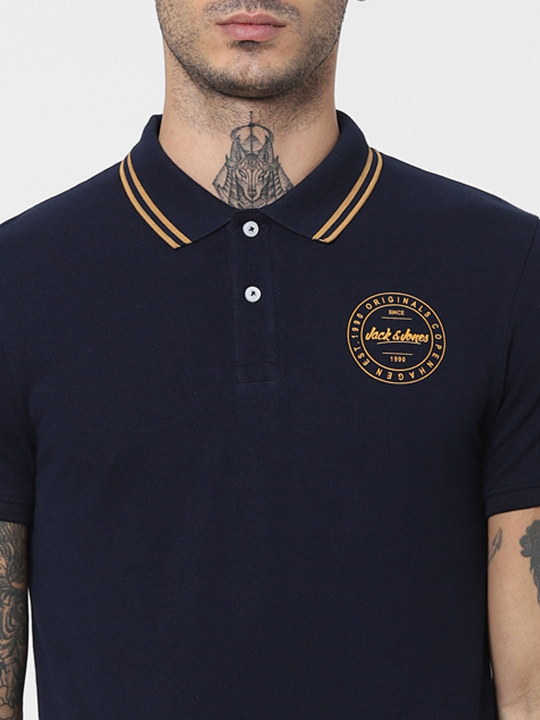 Navy Blue Polo Neck T-shirt