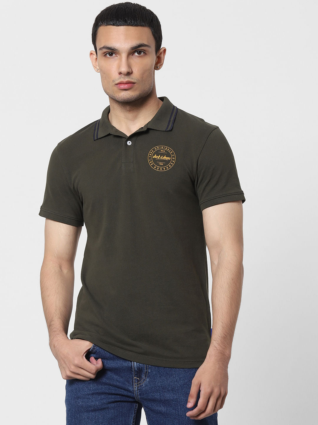 Olive Green Polo Neck T-shirt