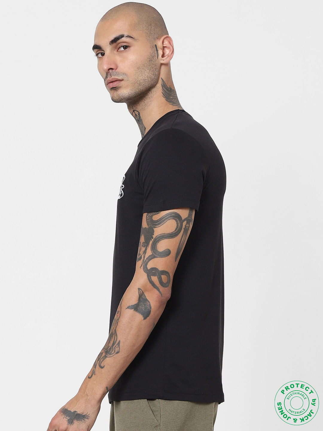Black Logo Print Crew Neck T-shirt
