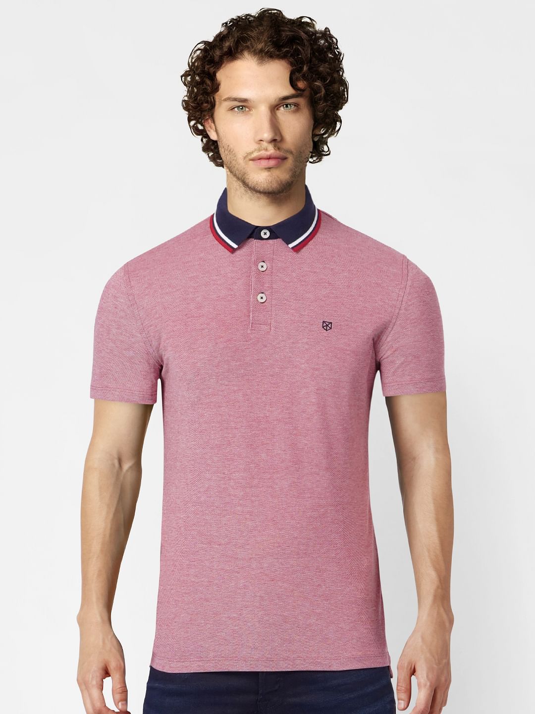 Faded Red Polo Neck T-shirt