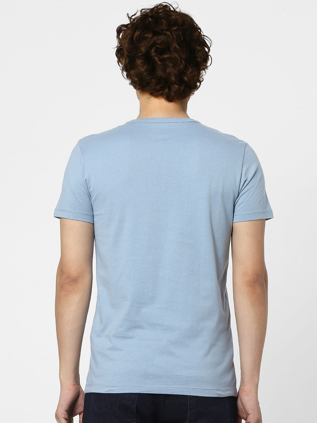 Blue Logo Print Crew Neck T-shirt
