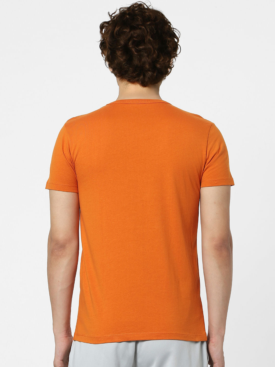 Orange Logo Print Crew Neck T-shirt
