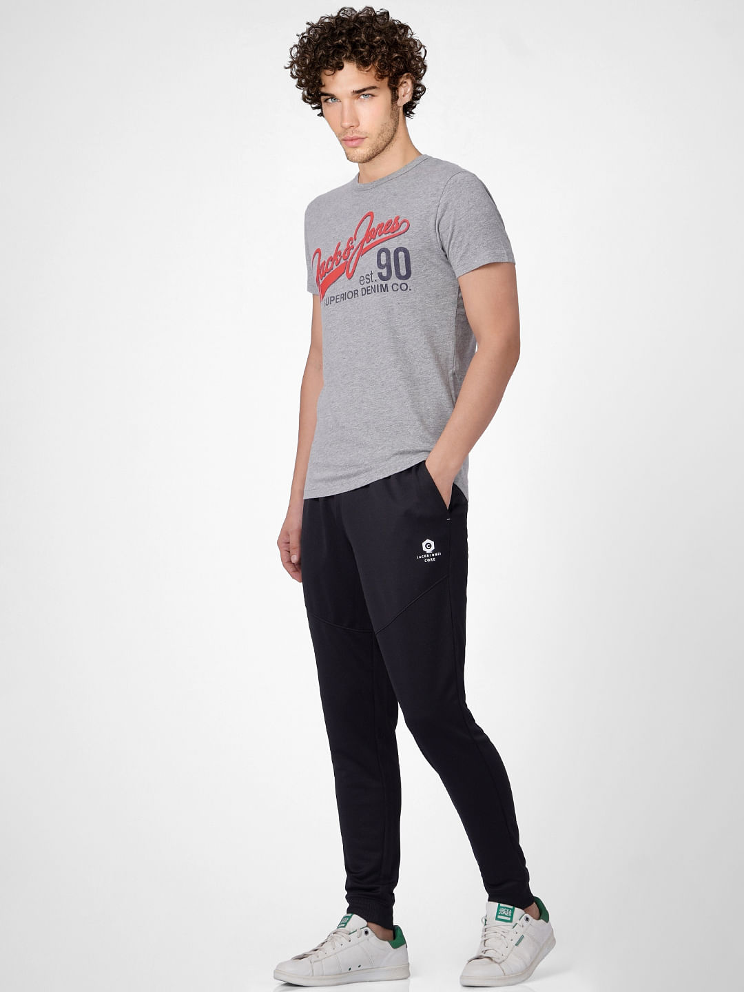 Grey Logo Print Crew Neck T-shirt