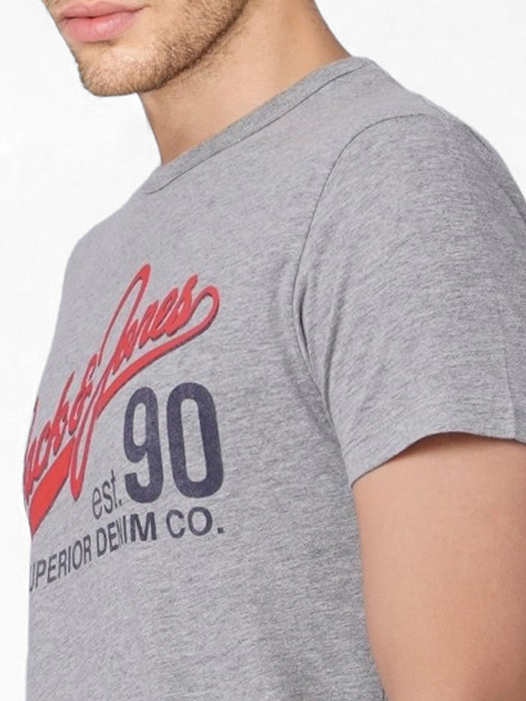 Grey Logo Print Crew Neck T-shirt