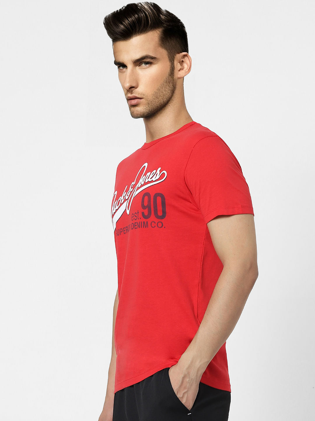 Red Logo Print Crew Neck T-shirt