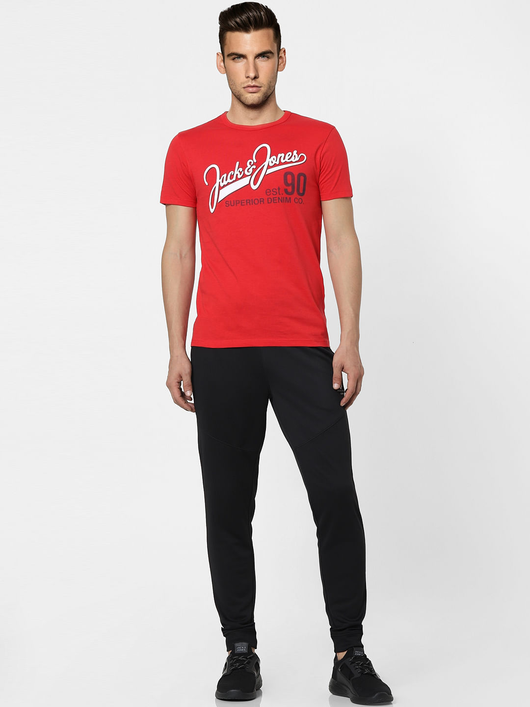 Red Logo Print Crew Neck T-shirt