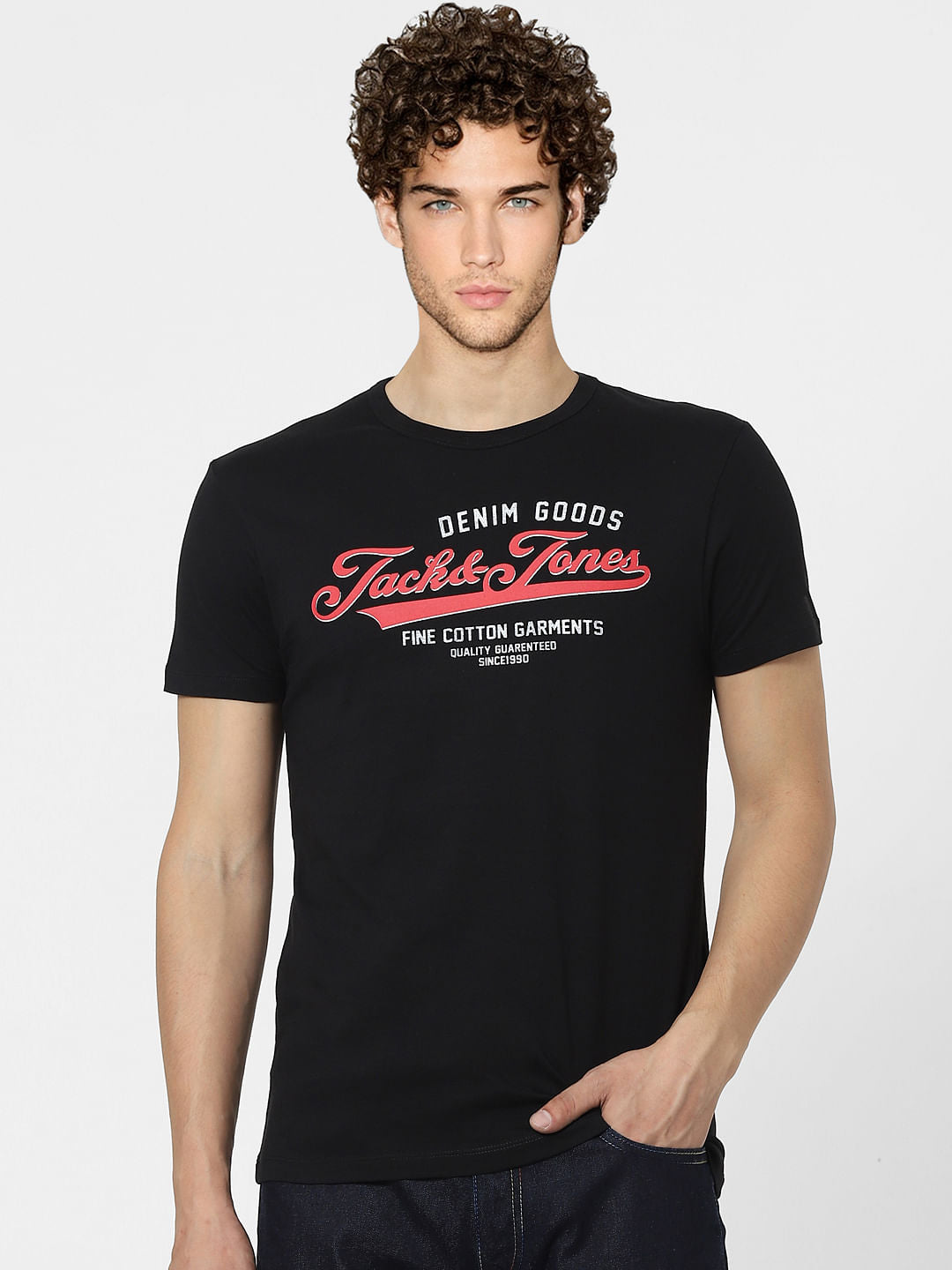 Black Logo Print Crew Neck T-shirt