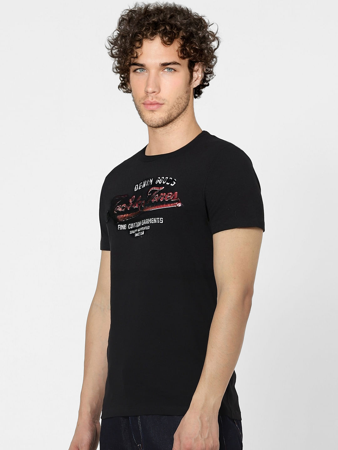 Black Logo Print Crew Neck T-shirt