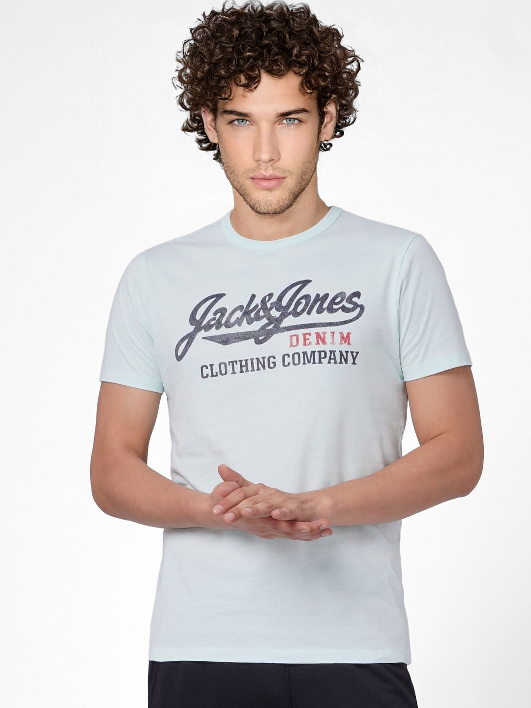 Light Green Logo Print Crew Neck T-shirt