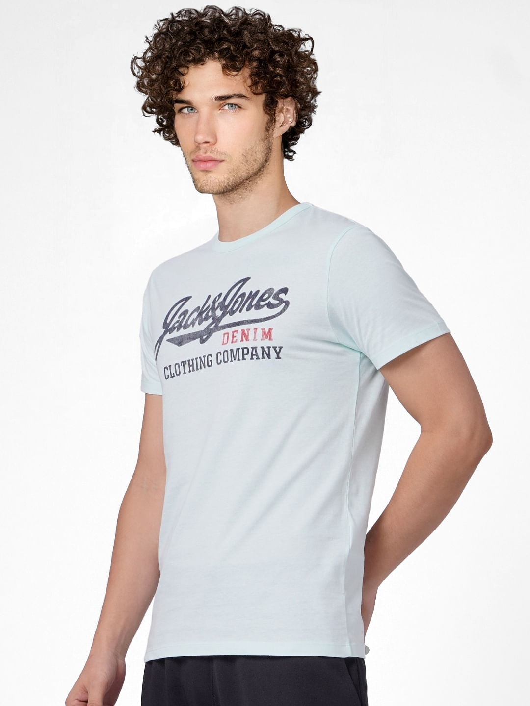 Light Green Logo Print Crew Neck T-shirt