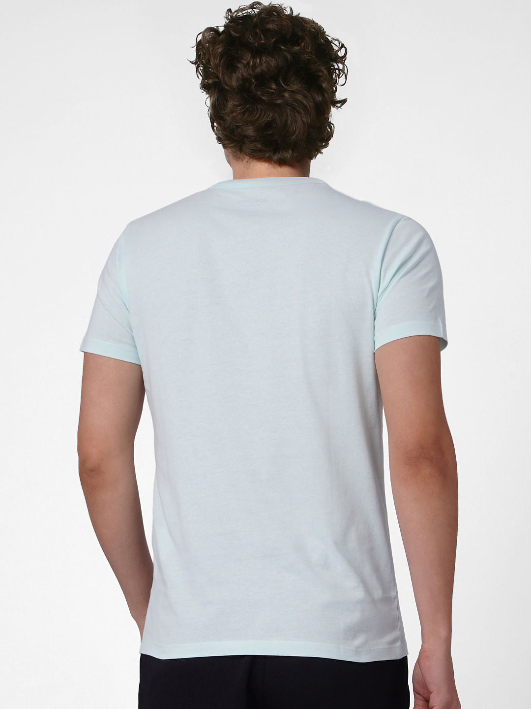 Light Green Logo Print Crew Neck T-shirt