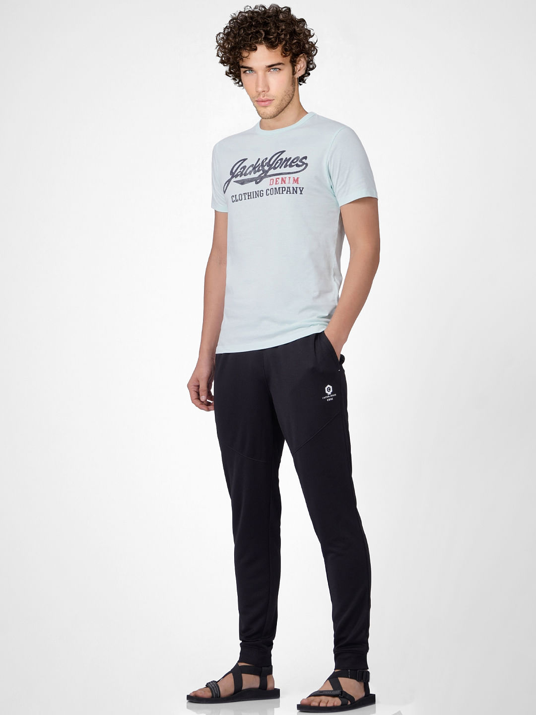 Light Green Logo Print Crew Neck T-shirt