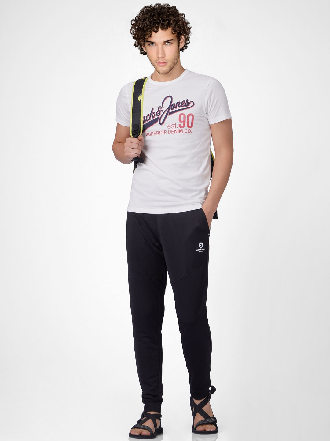 White Logo Print Crew Neck T-shirt - S
