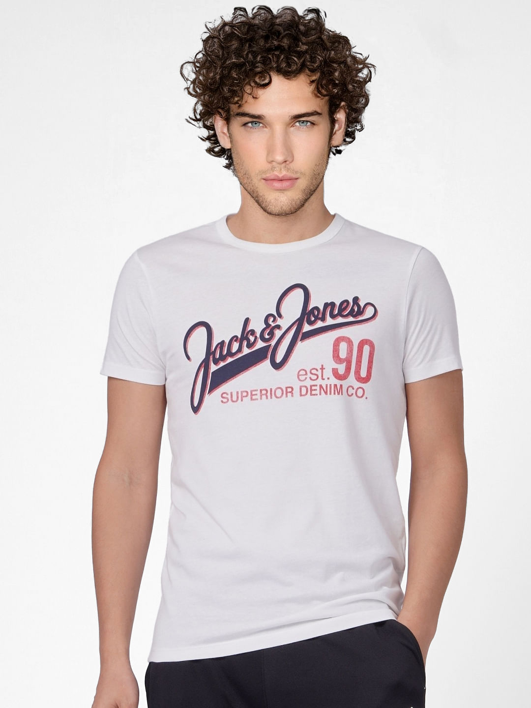 White Logo Print Crew Neck T-shirt