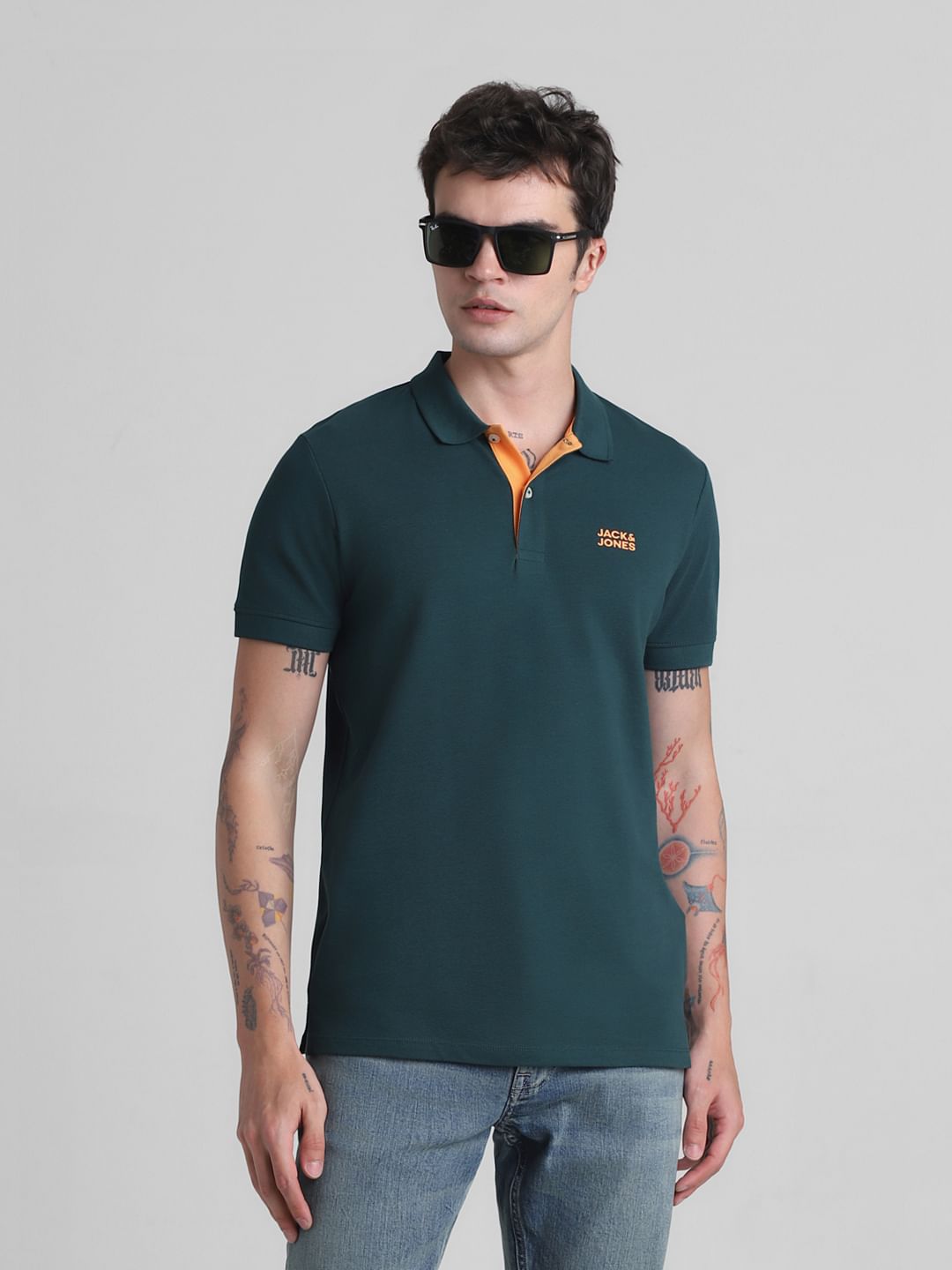 Green Cotton Polo T-Shirt - S