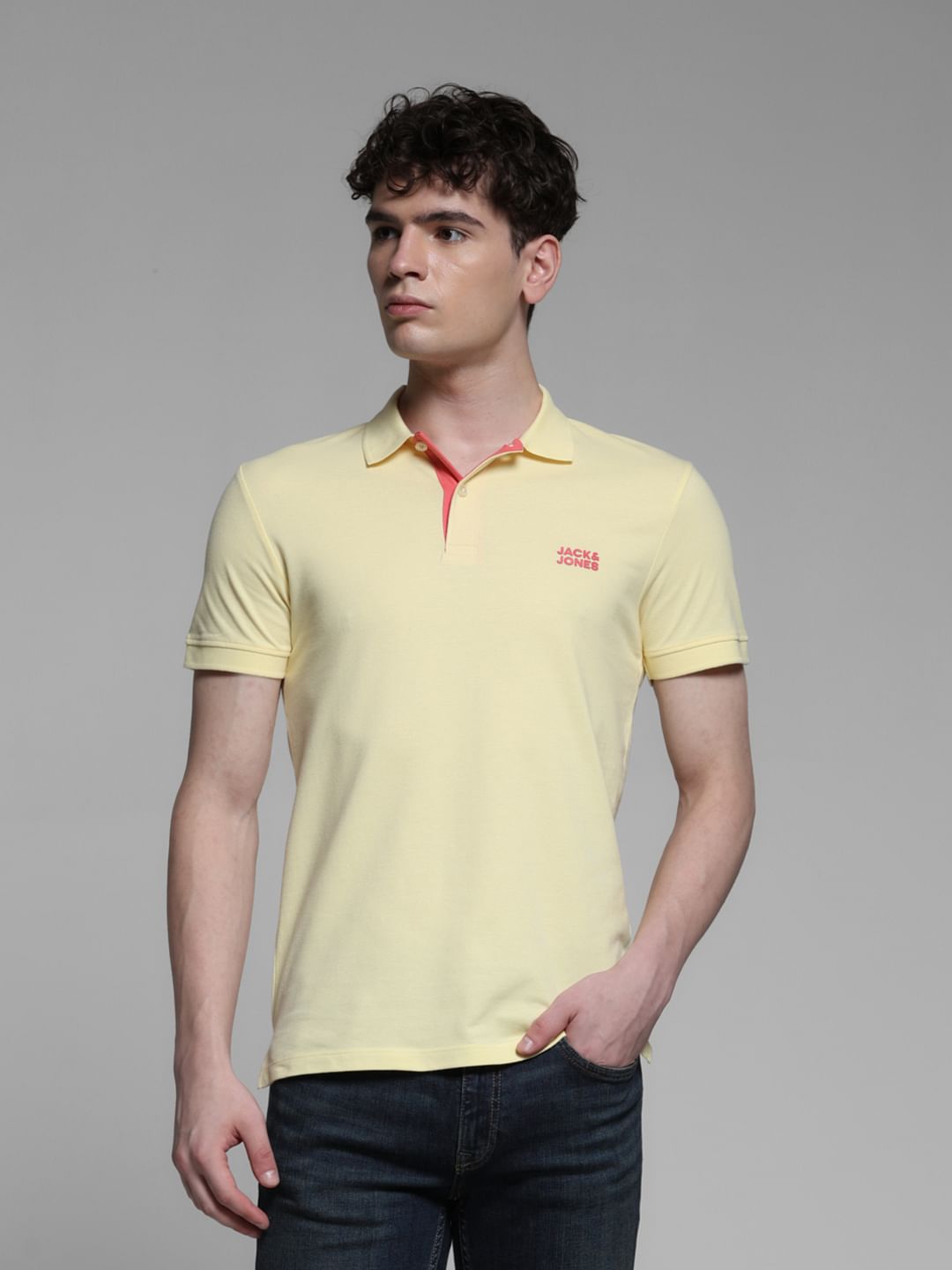 YELLOW COTTON POLO - S
