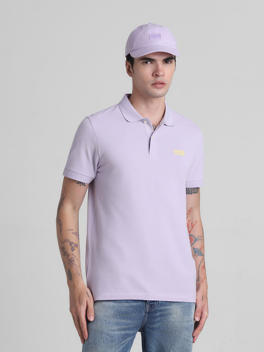 Lilac Cotton Polo T-Shirt - S