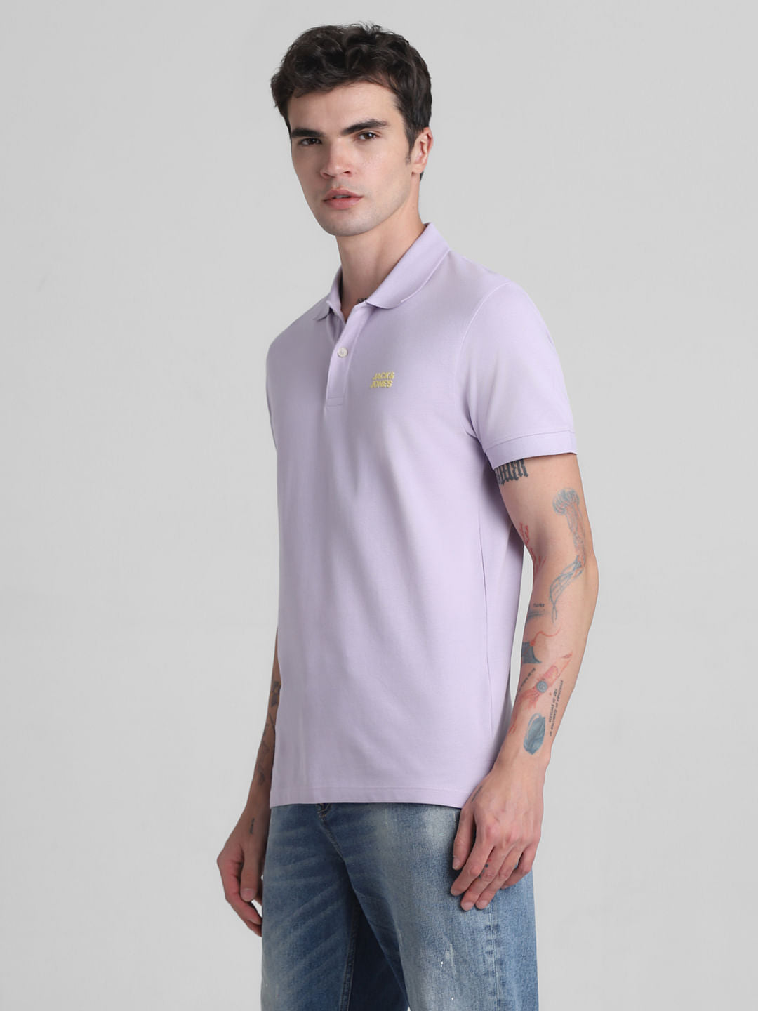 Lilac Cotton Polo T-Shirt