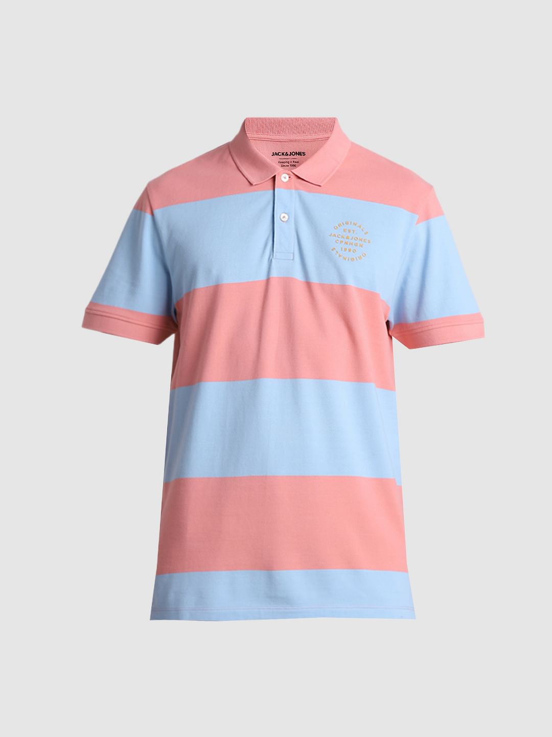 Blue Colourblocked Polo T-shirt