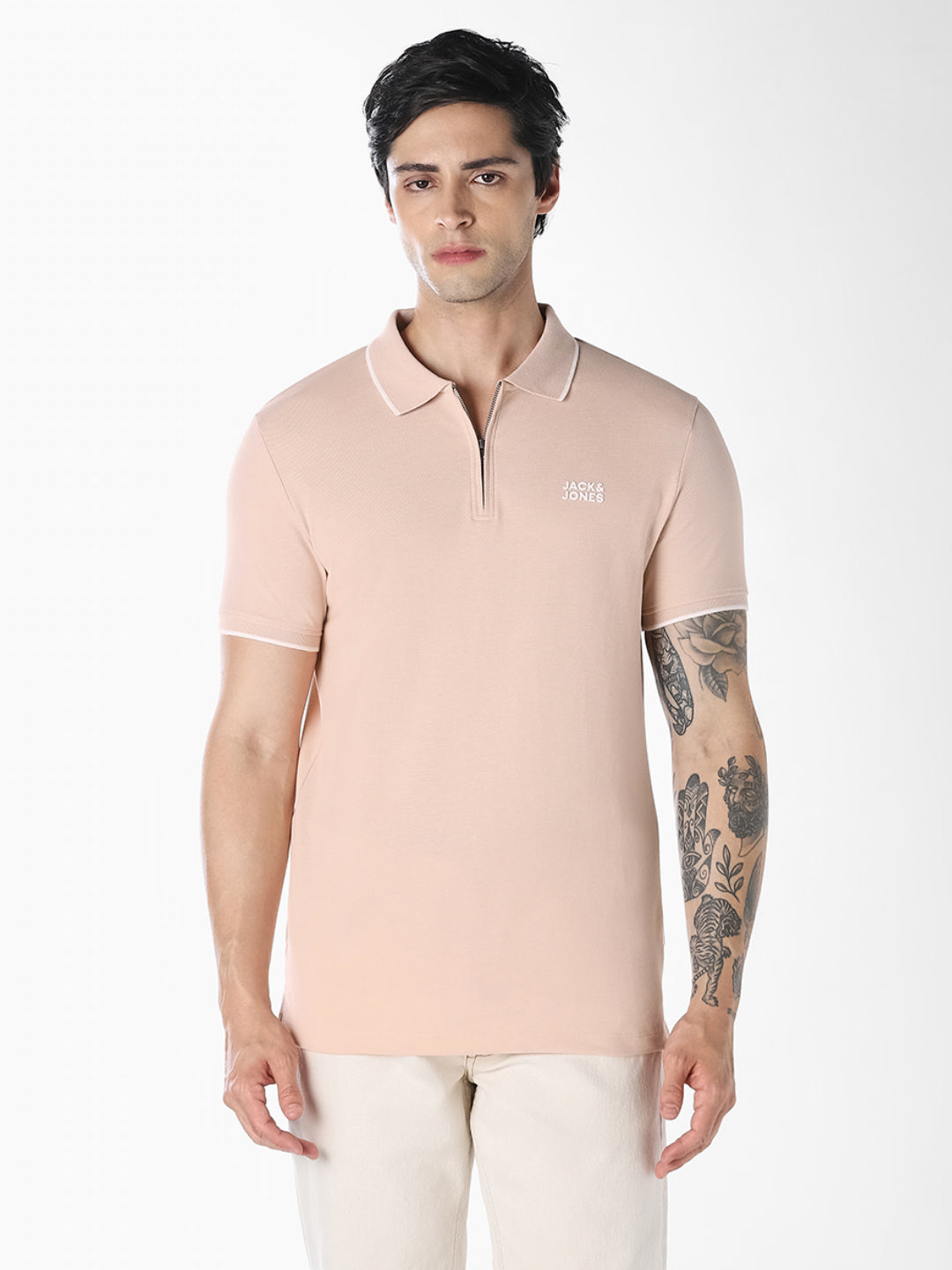 Pink Zip Detail Polo T-shirt