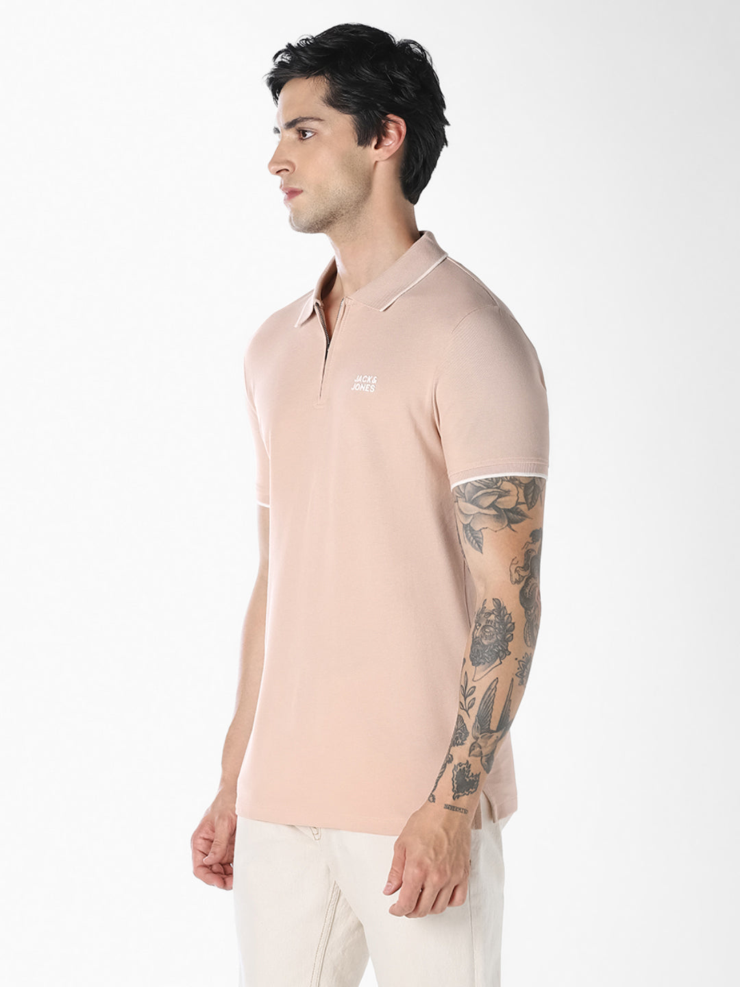 Pink Zip Detail Polo T-shirt