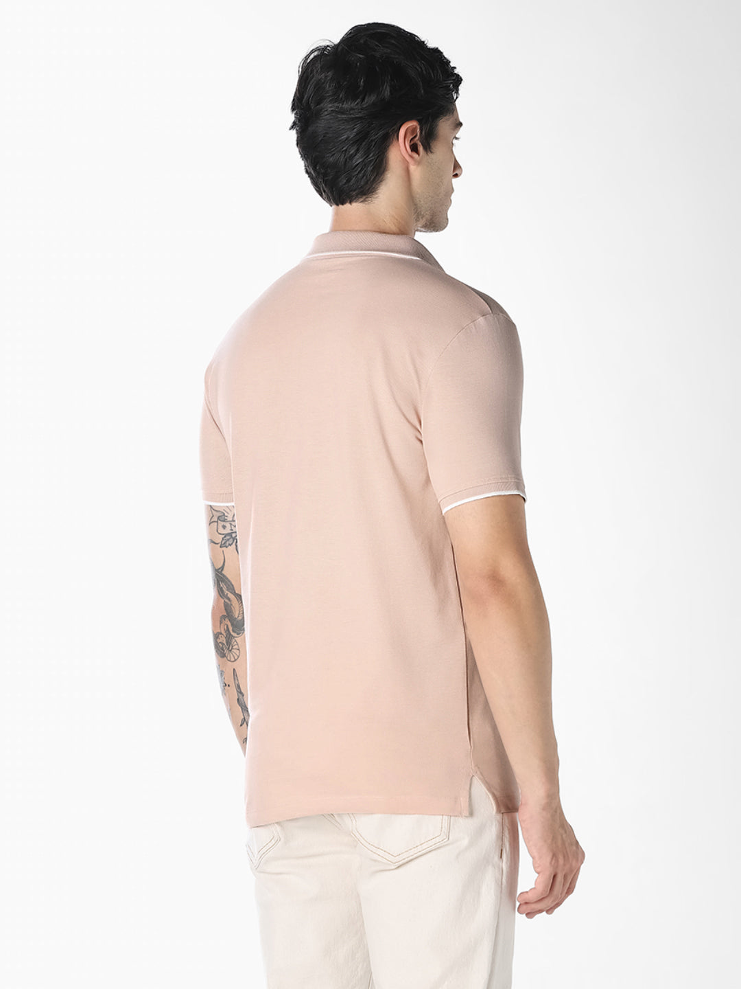 Pink Zip Detail Polo T-shirt