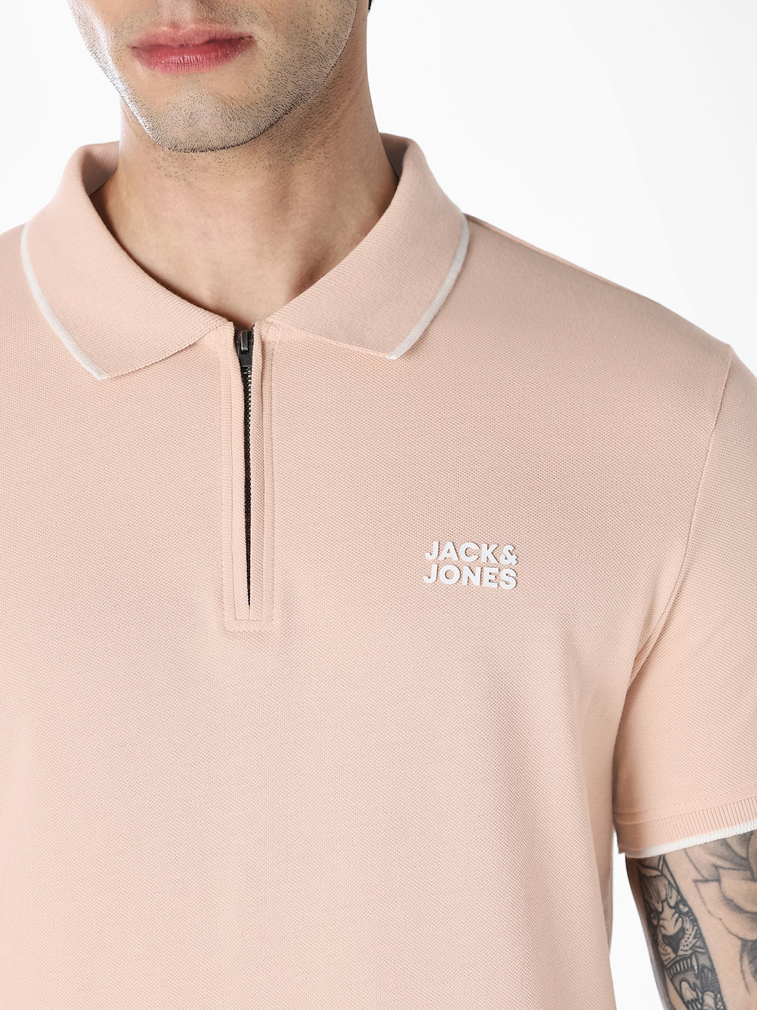 Pink Zip Detail Polo T-shirt