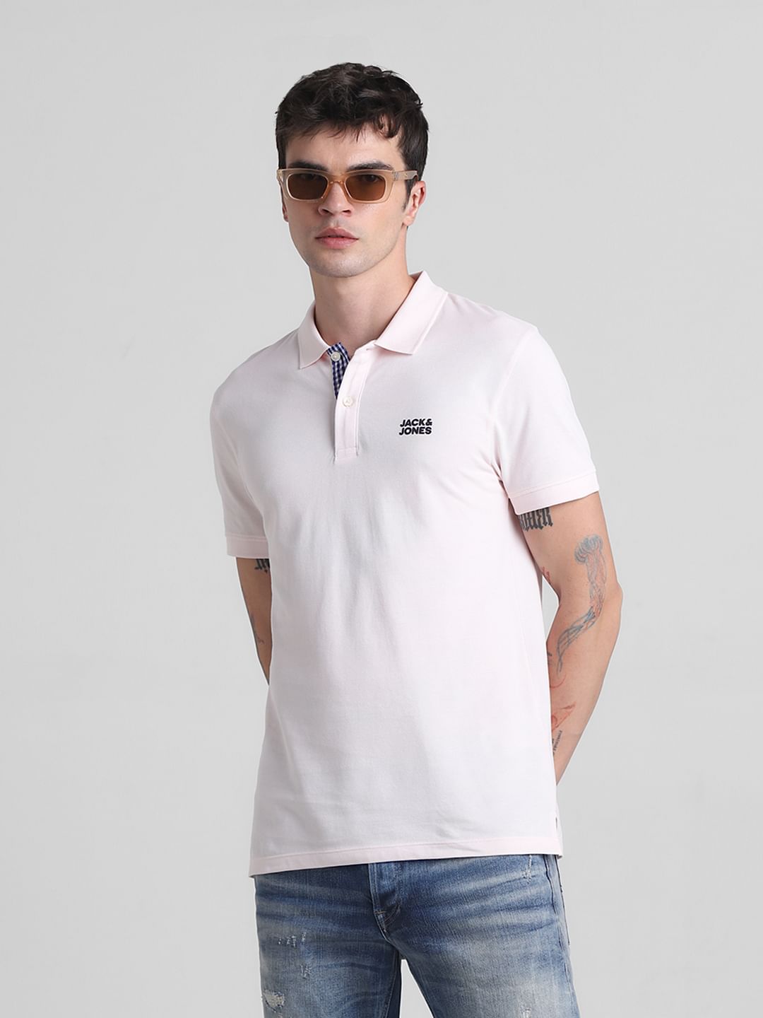 Pink Cotton Polo T-shirt - S