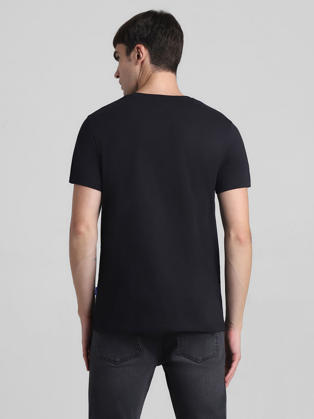 Black Foil Print Crew Neck T-shirt