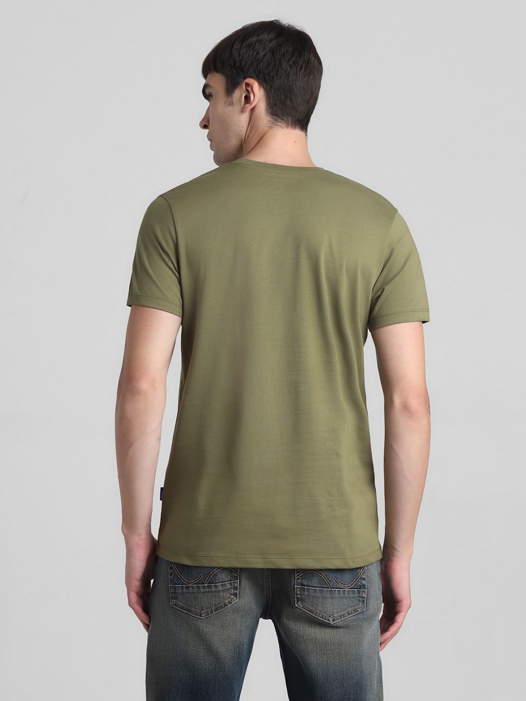 Green Foil Print Crew Neck T-shirt