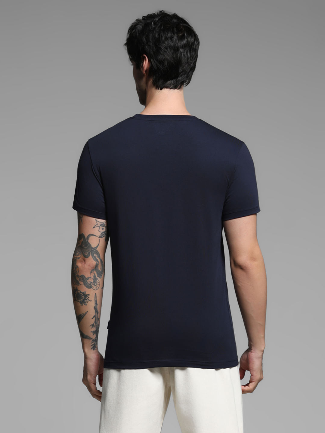 Navy Blue Foil Print T-shirt