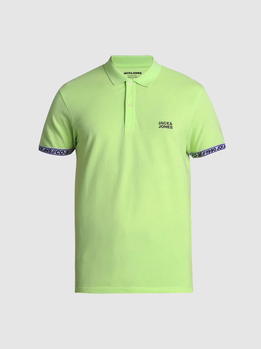 Green Ribbed Sleeves Polo T-Shirt