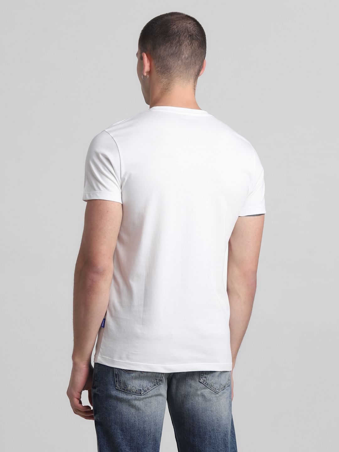 White Logo Print Crew Neck T-shirt