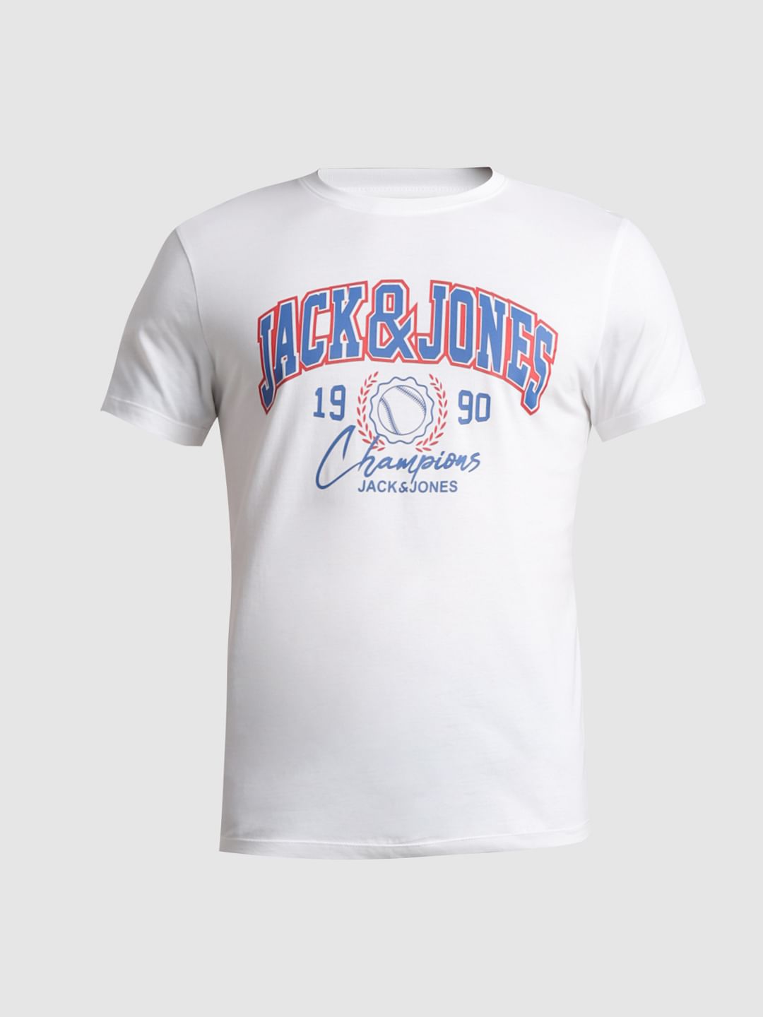 White Logo Print Crew Neck T-shirt