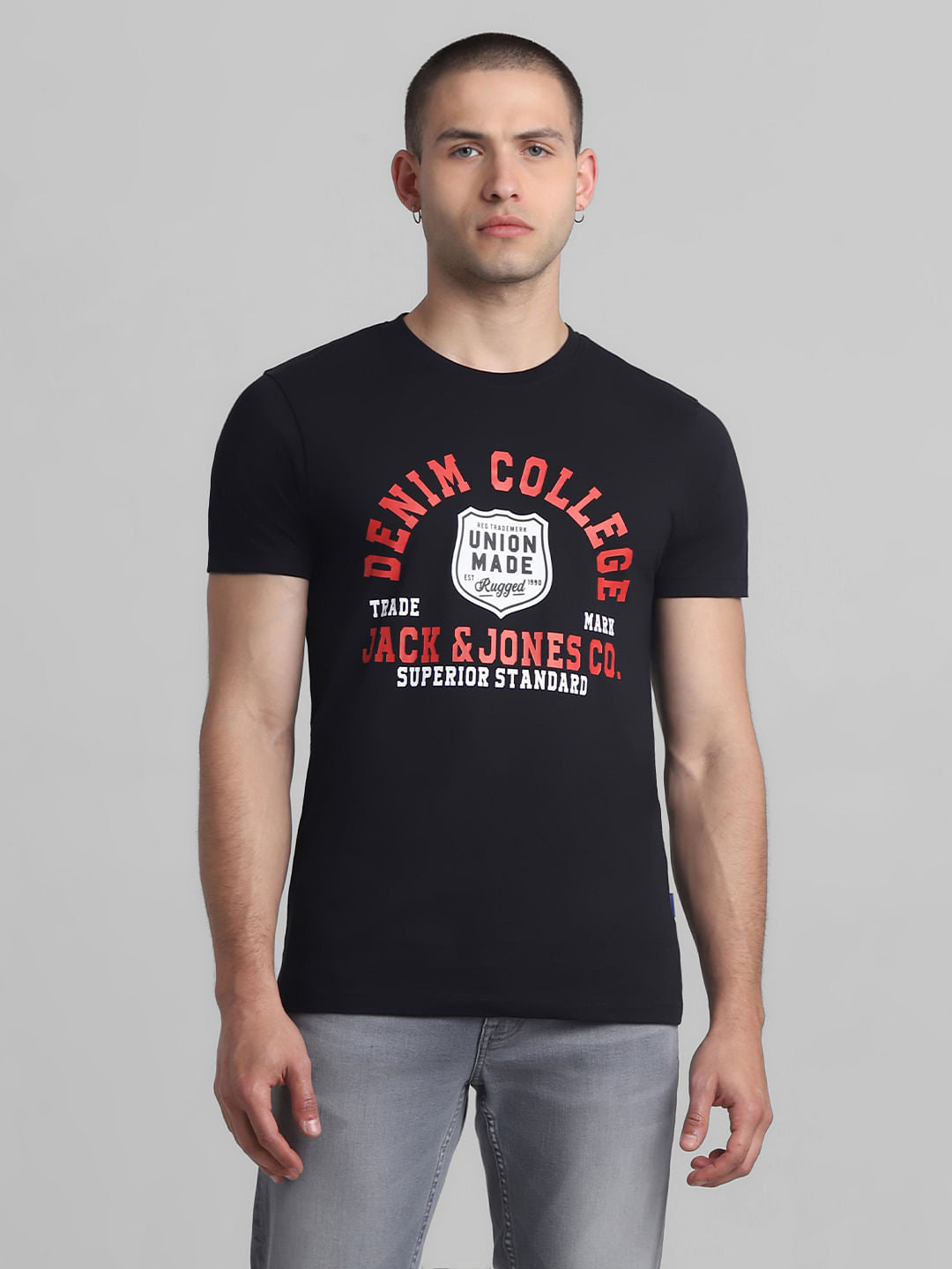 Black Graphic Print Crew Neck T-shirt