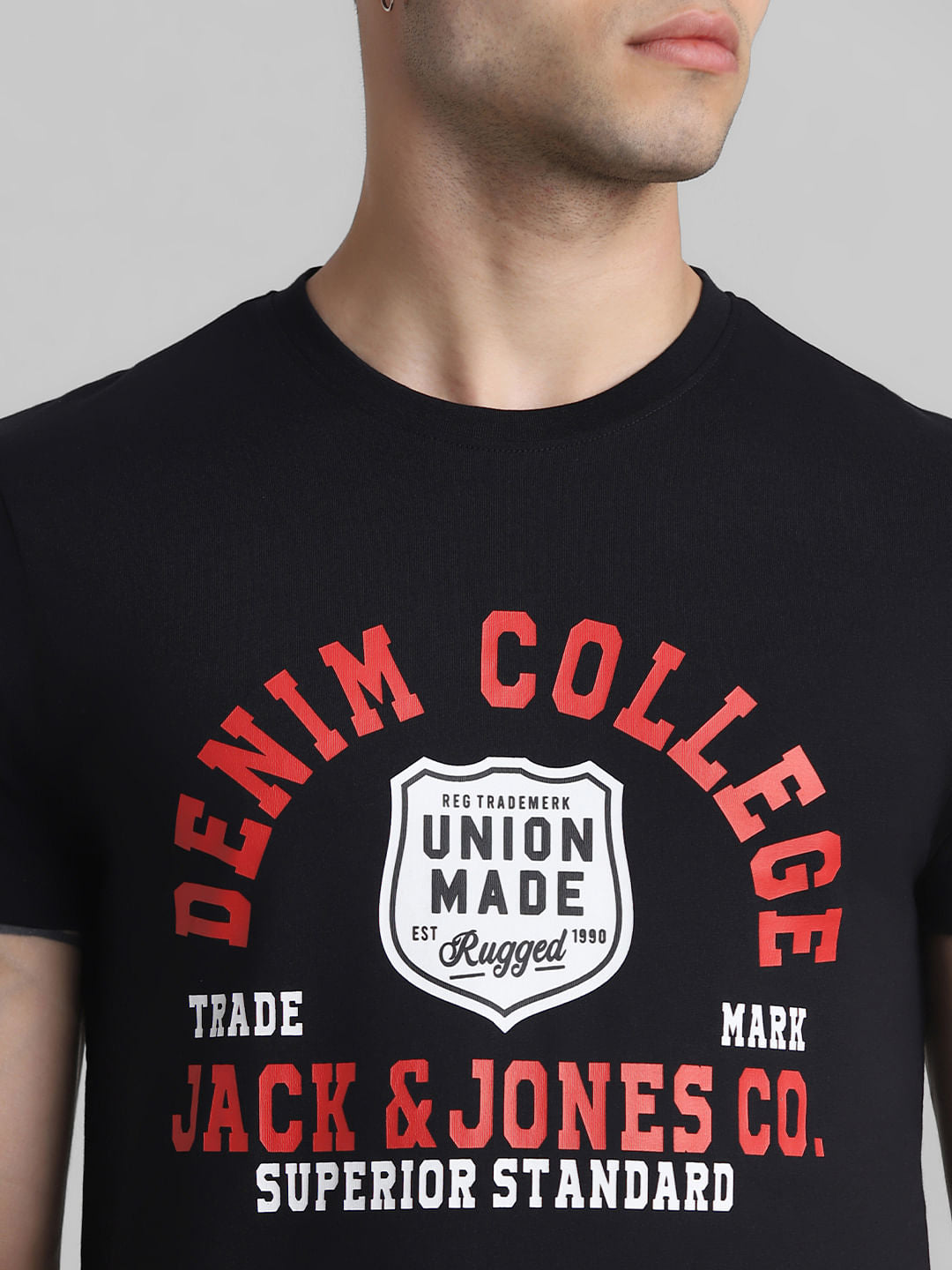 Black Graphic Print Crew Neck T-shirt