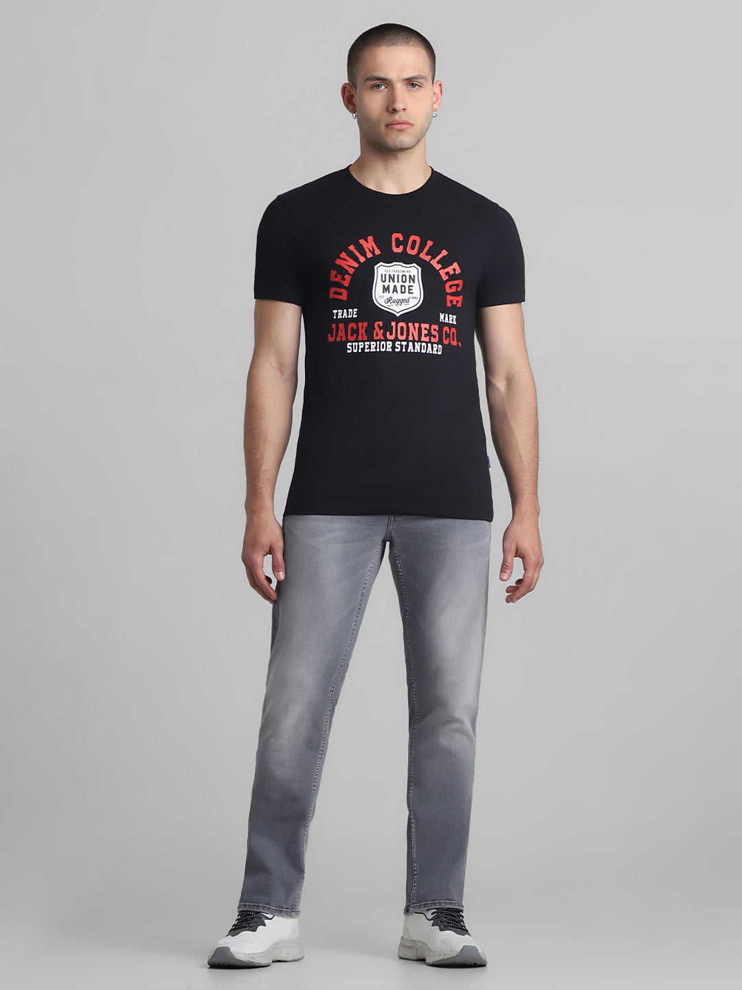 Black Graphic Print Crew Neck T-shirt