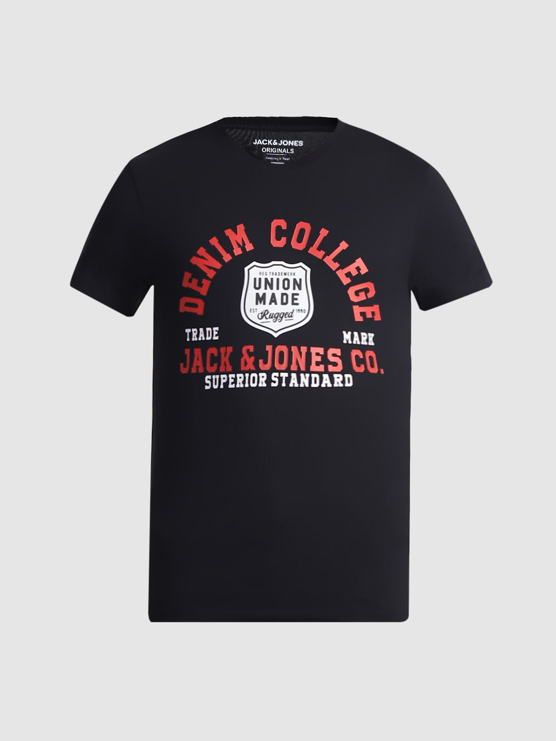 Black Graphic Print Crew Neck T-shirt