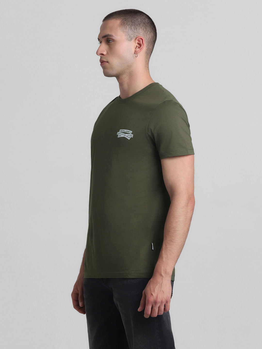 Green Cotton Crew Neck T-shirt